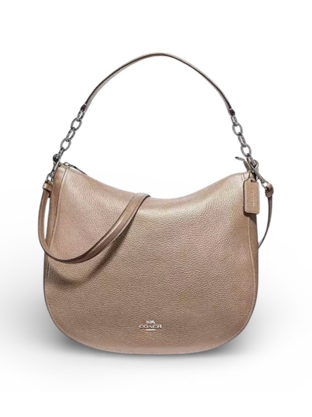 NWT Coach Rose Gold Metallic Pebbled Leather Hobo Shoulder Bag Y2K